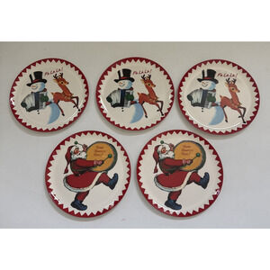 World Market Melamine 9" Christmas Plates Rudolph Olde World Holiday 5pc SET